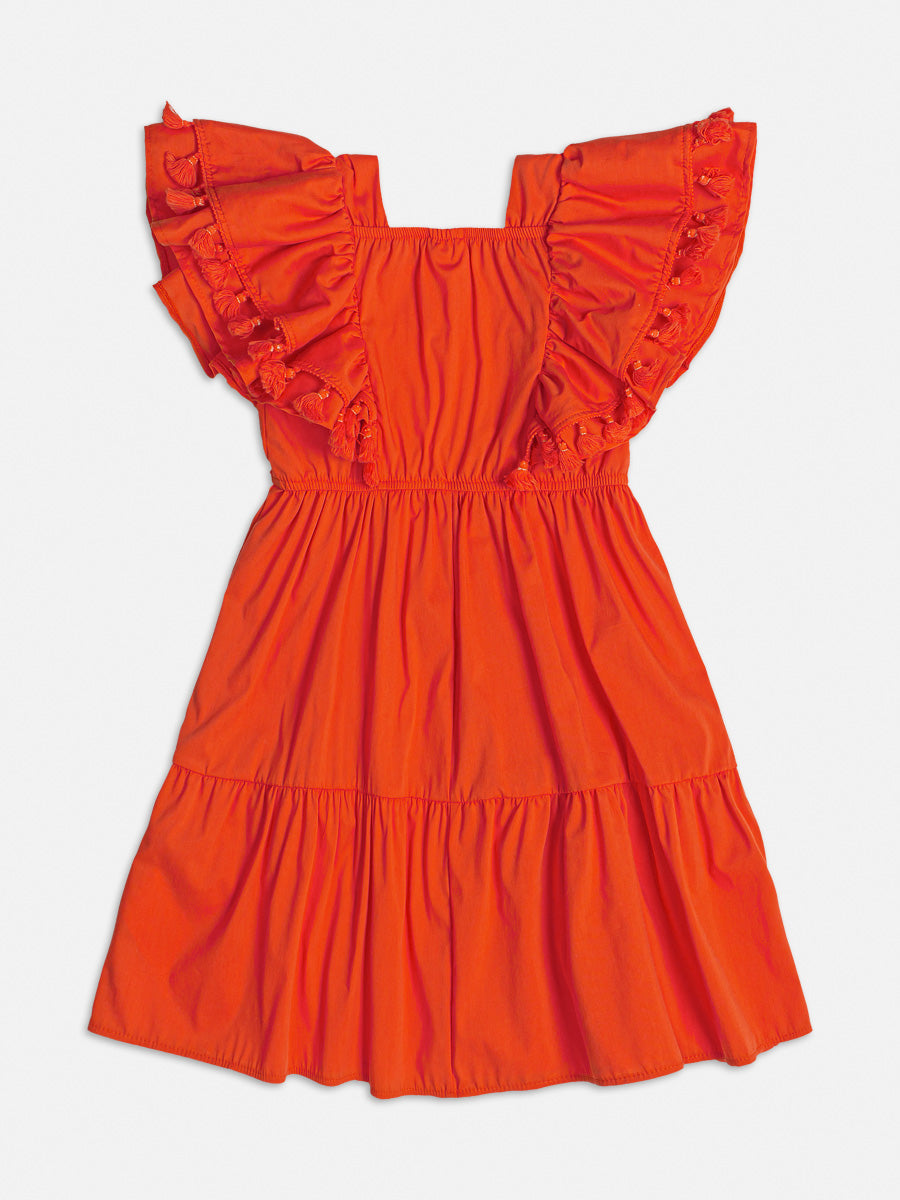 Vestido Infantil Momi Verão Vermelho Pompom