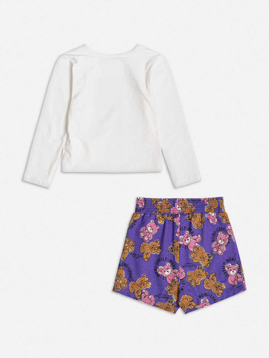 Conjunto Infantil Momi Inverno Shorts Saia e Blusa Ursinha