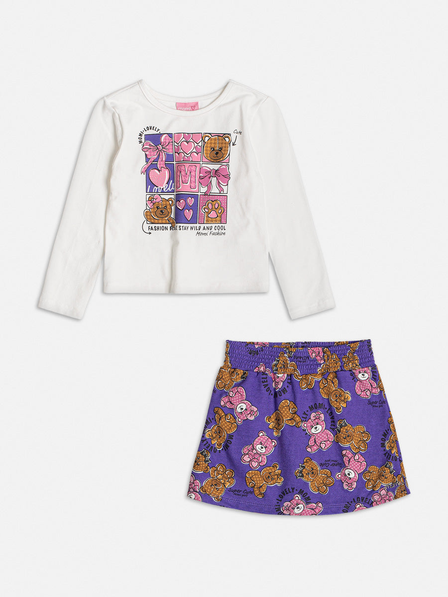 Conjunto Infantil Momi Inverno Shorts Saia e Blusa Ursinha