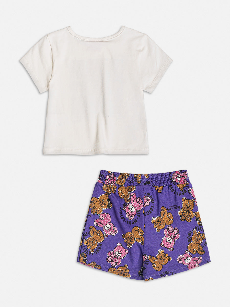 Conjunto Infantil Momi Inverno Shorts Saia e Blusa Ursinhos
