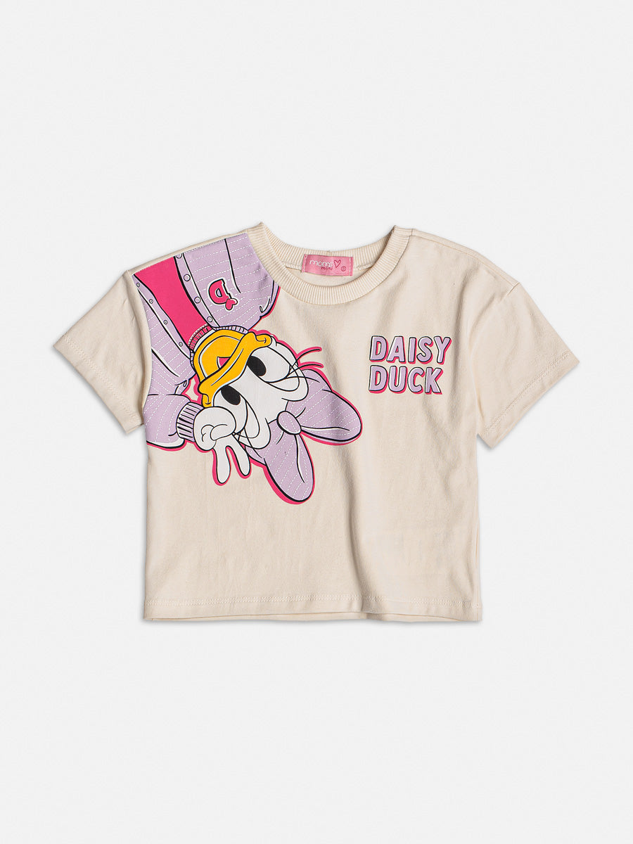 Conjunto Infantil Momi Inverno Shorts Saia Lilás e Blusa Daisy Disney