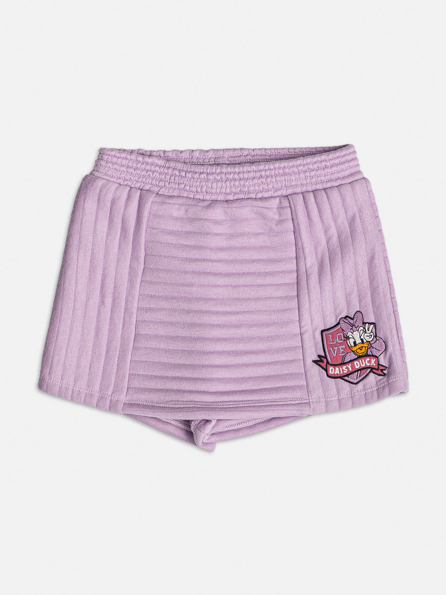 Conjunto Infantil Momi Inverno Shorts Saia Lilás e Blusa Daisy Disney