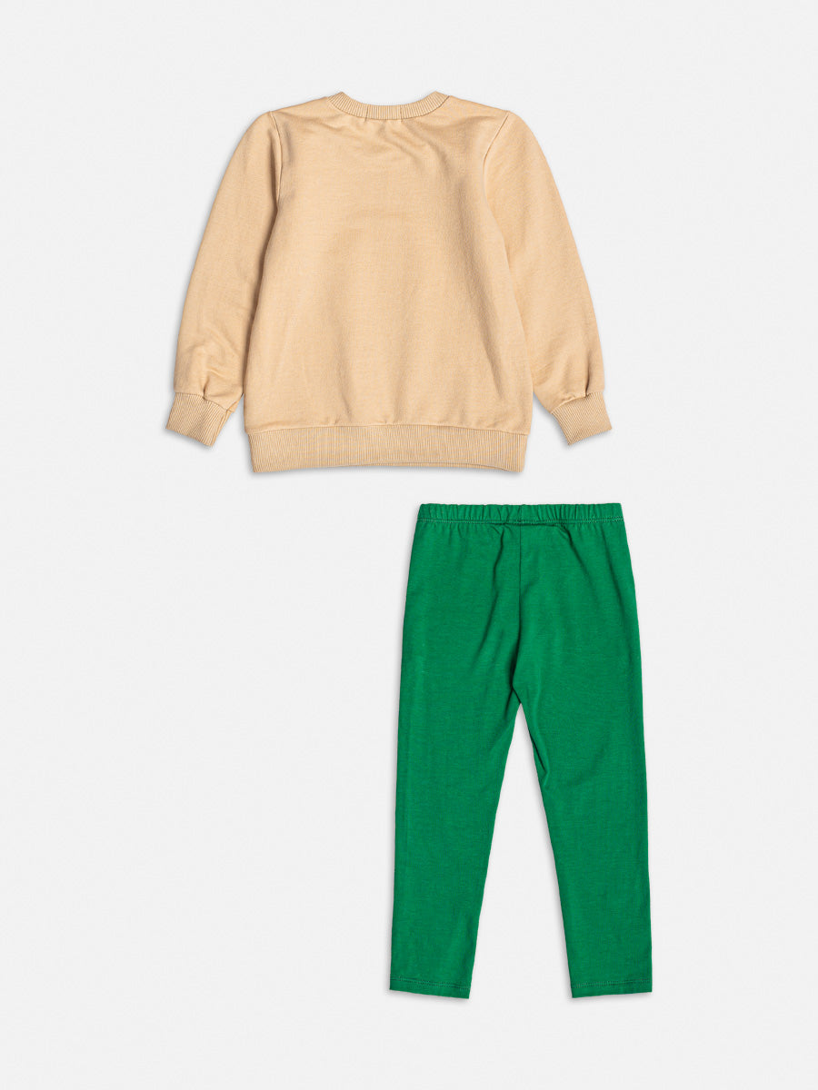 Conjunto Infantil Momi Inverno Legging Verde Moletom Tigre