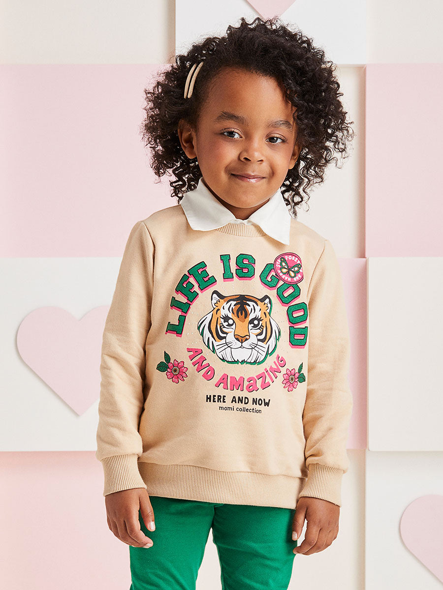 Conjunto Infantil Momi Inverno Legging Verde Moletom Tigre