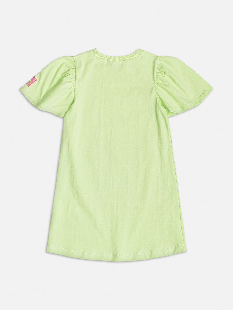 Vestido Infantil Momi Verão Verde Stitch e Angel
