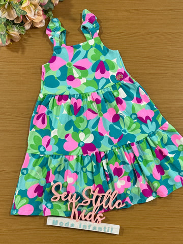 Vestido Infantil Momi Verão Colorido Flores