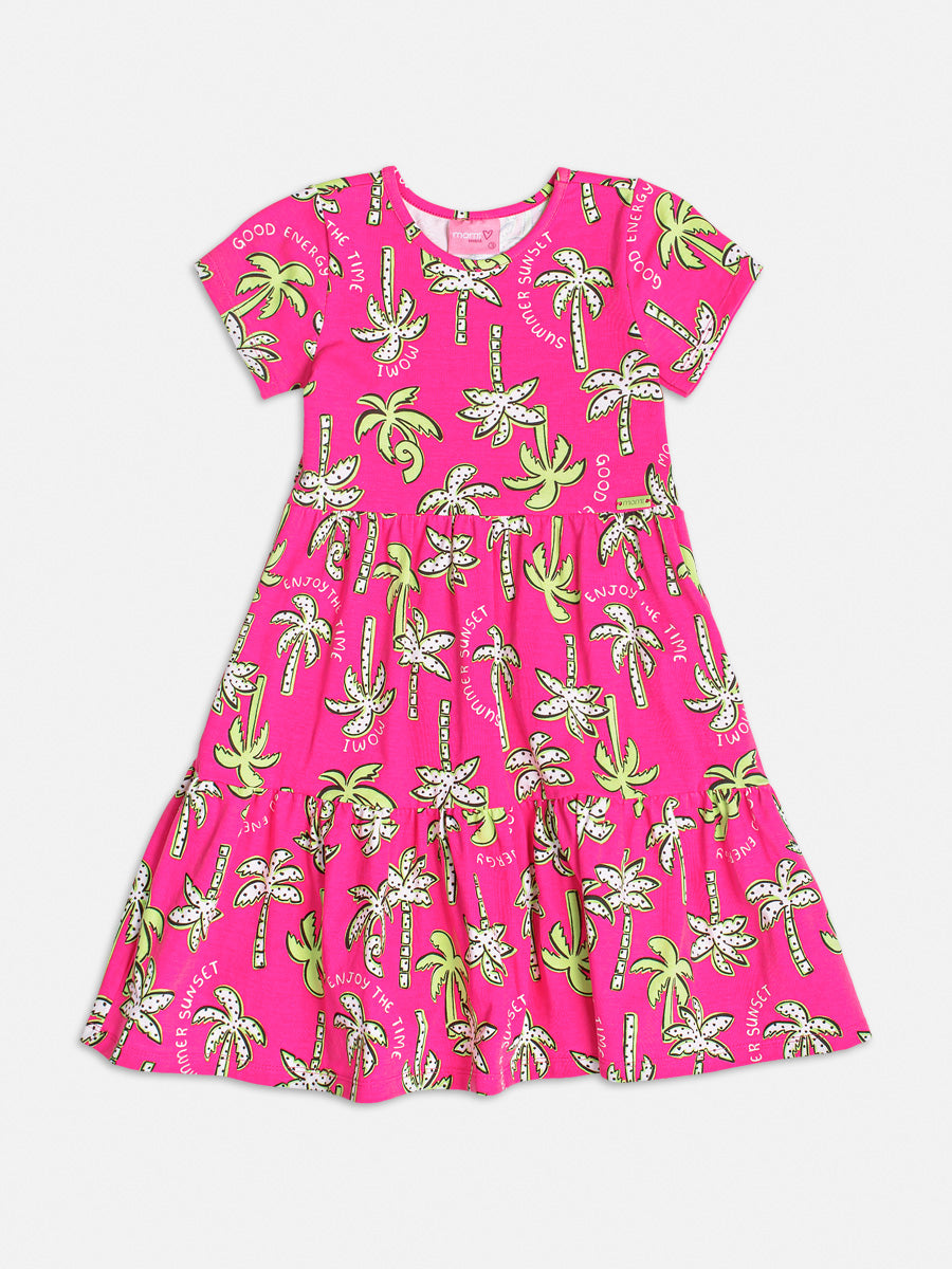 Vestido Infantil Momi Verão Rosa Coqueiros