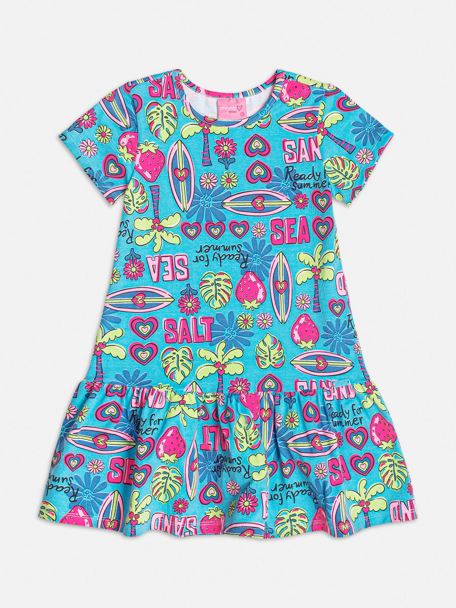 Vestido Infantil Momi Verão Azul Summer