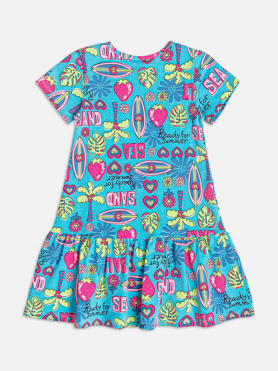 Vestido Infantil Momi Verão Azul Summer
