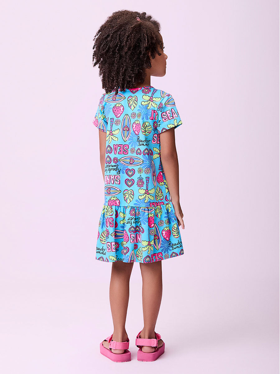 Vestido Infantil Momi Verão Azul Summer
