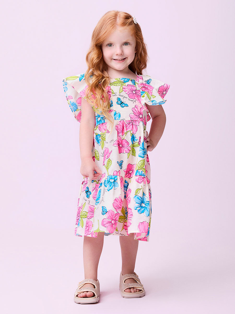 Vestido Infantil Momi Verão Flores Coloridas