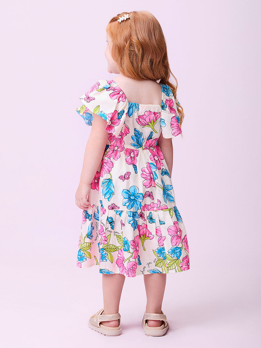 Vestido Infantil Momi Verão Flores Coloridas