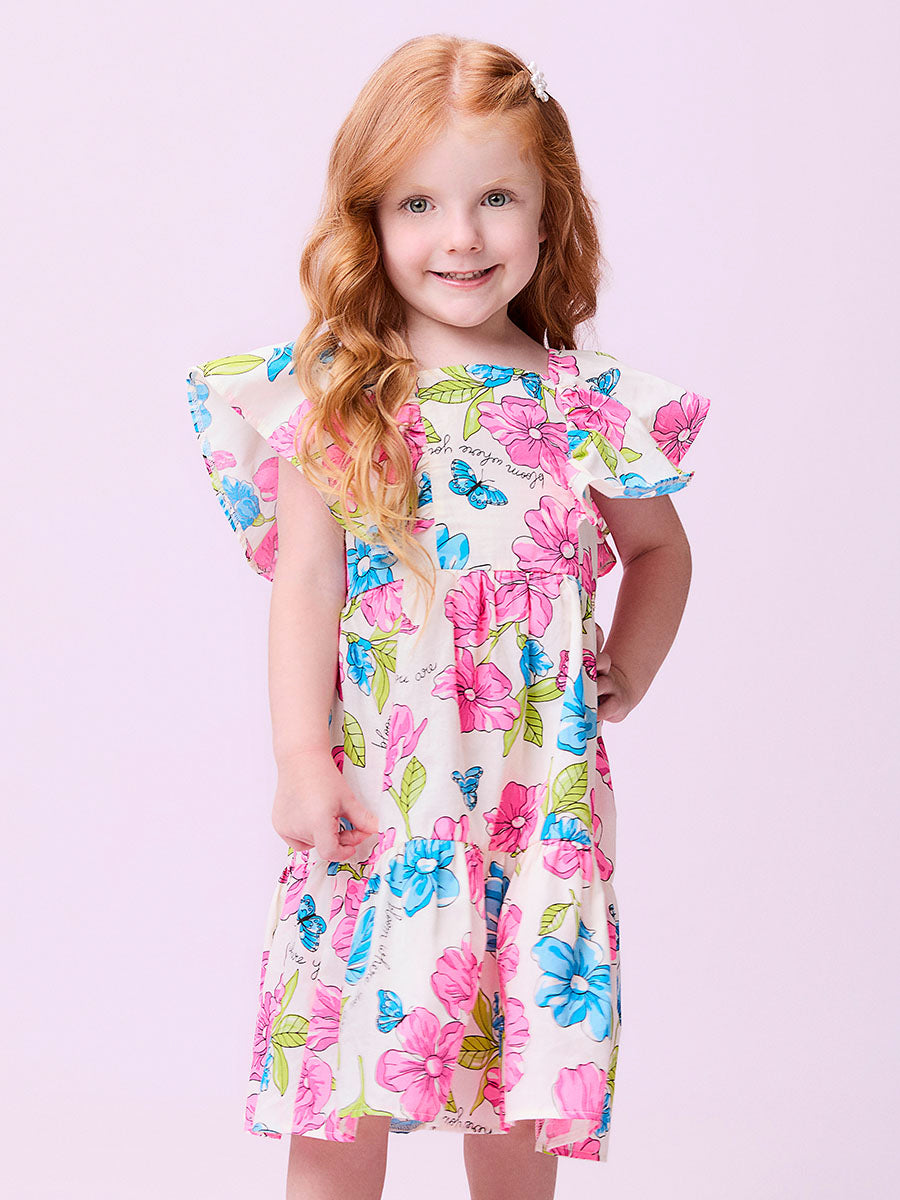 Vestido Infantil Momi Verão Flores Coloridas