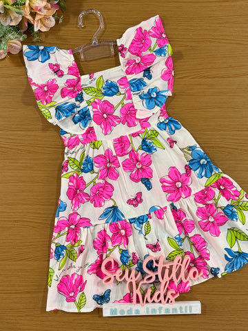 Vestido Infantil Momi Verão Flores Coloridas