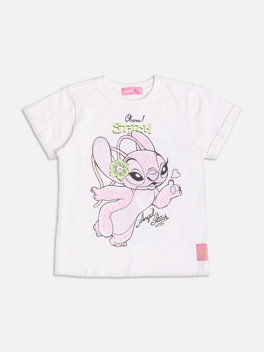 Conjunto Infantil Momi Verão Shorts Jeans Verde e Blusa Angel Stitch