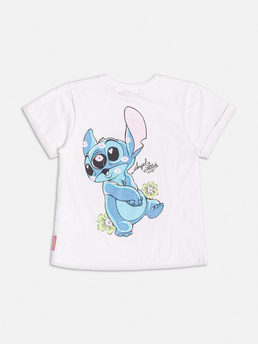 Conjunto Infantil Momi Verão Shorts Jeans Verde e Blusa Angel Stitch