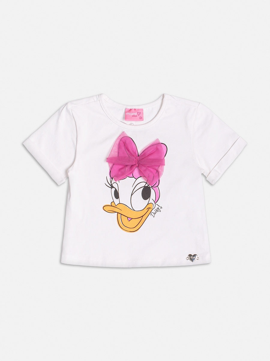 Blusa Infantil Momi Verão Branca Margarida Disney