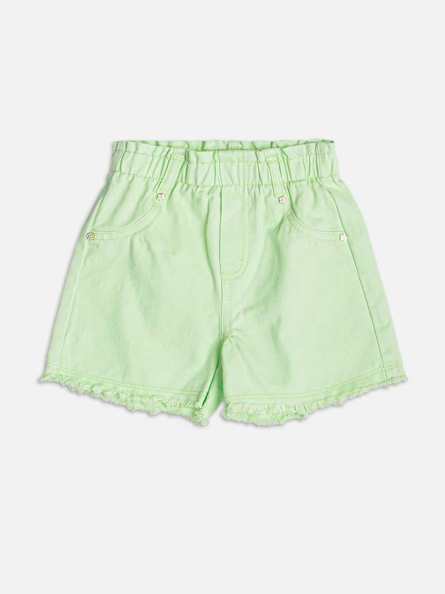 Conjunto Infantil Momi Verão Shorts Jeans Verde e Blusa Angel Stitch