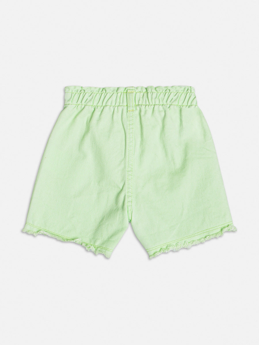 Conjunto Infantil Momi Verão Shorts Jeans Verde e Blusa Angel Stitch