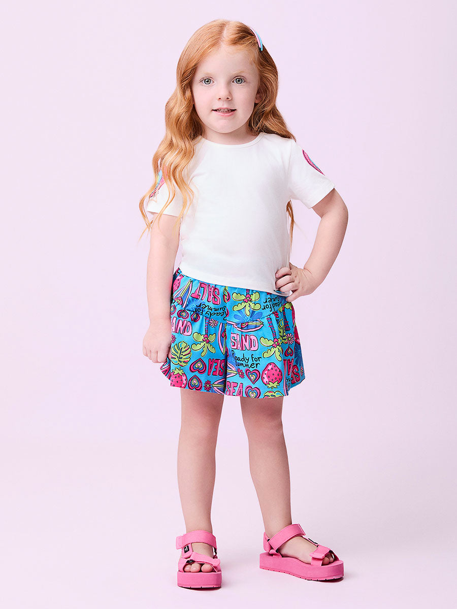 Conjunto Infantil Momi Verão Shorts Azul e Blusa Summer