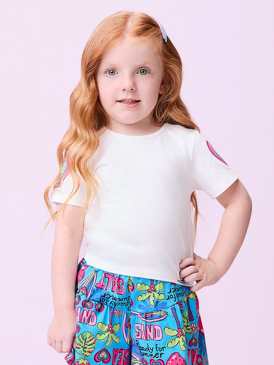 Conjunto Infantil Momi Verão Shorts Azul e Blusa Summer