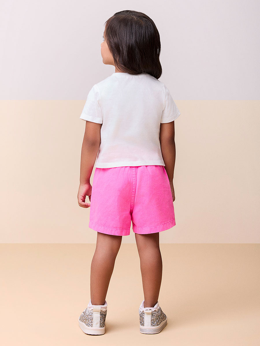 Conjunto Infantil Momi Verão Shorts Rosa e Blusa Flor