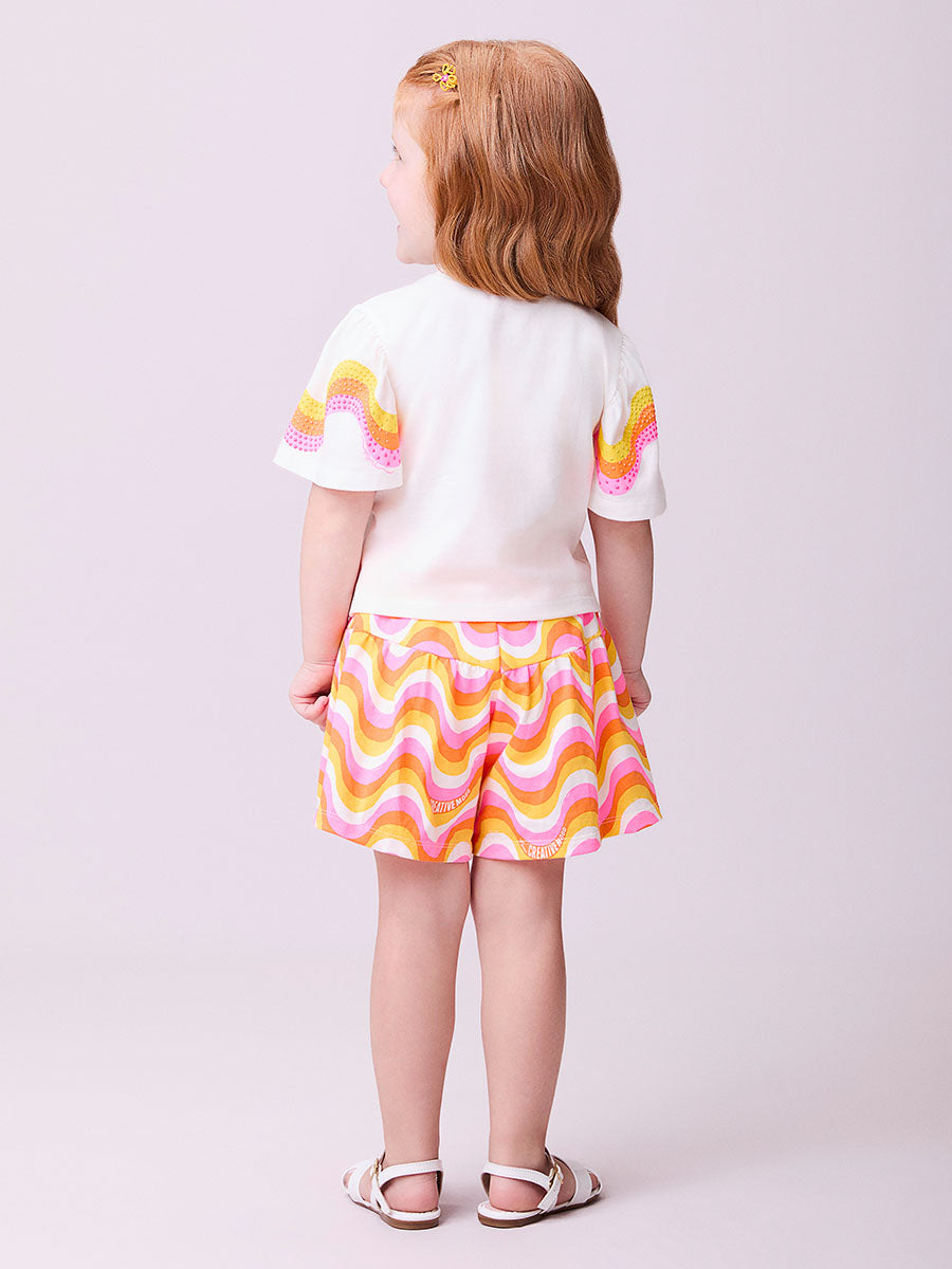 Conjunto Infantil Momi Verão Com Shorts e Blusa Ondas Coloridas