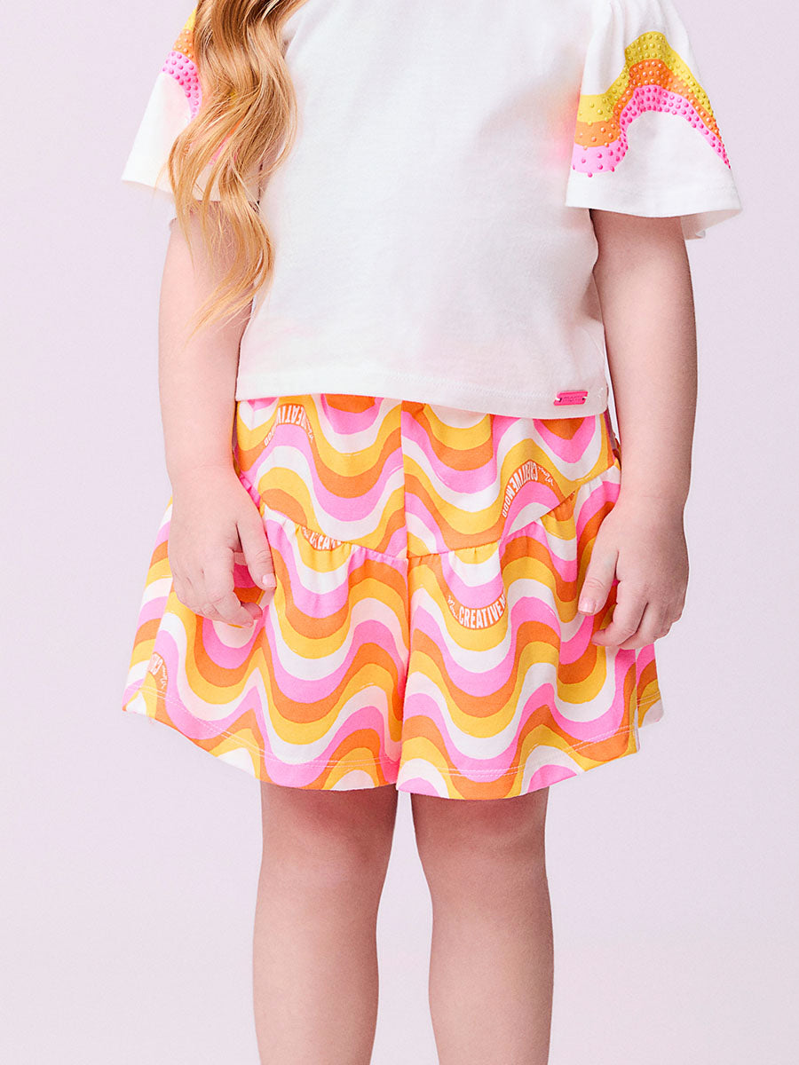 Conjunto Infantil Momi Verão Com Shorts e Blusa Ondas Coloridas