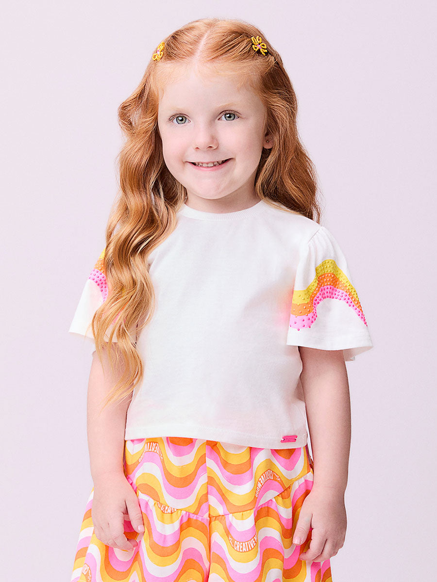 Conjunto Infantil Momi Verão Com Shorts e Blusa Ondas Coloridas