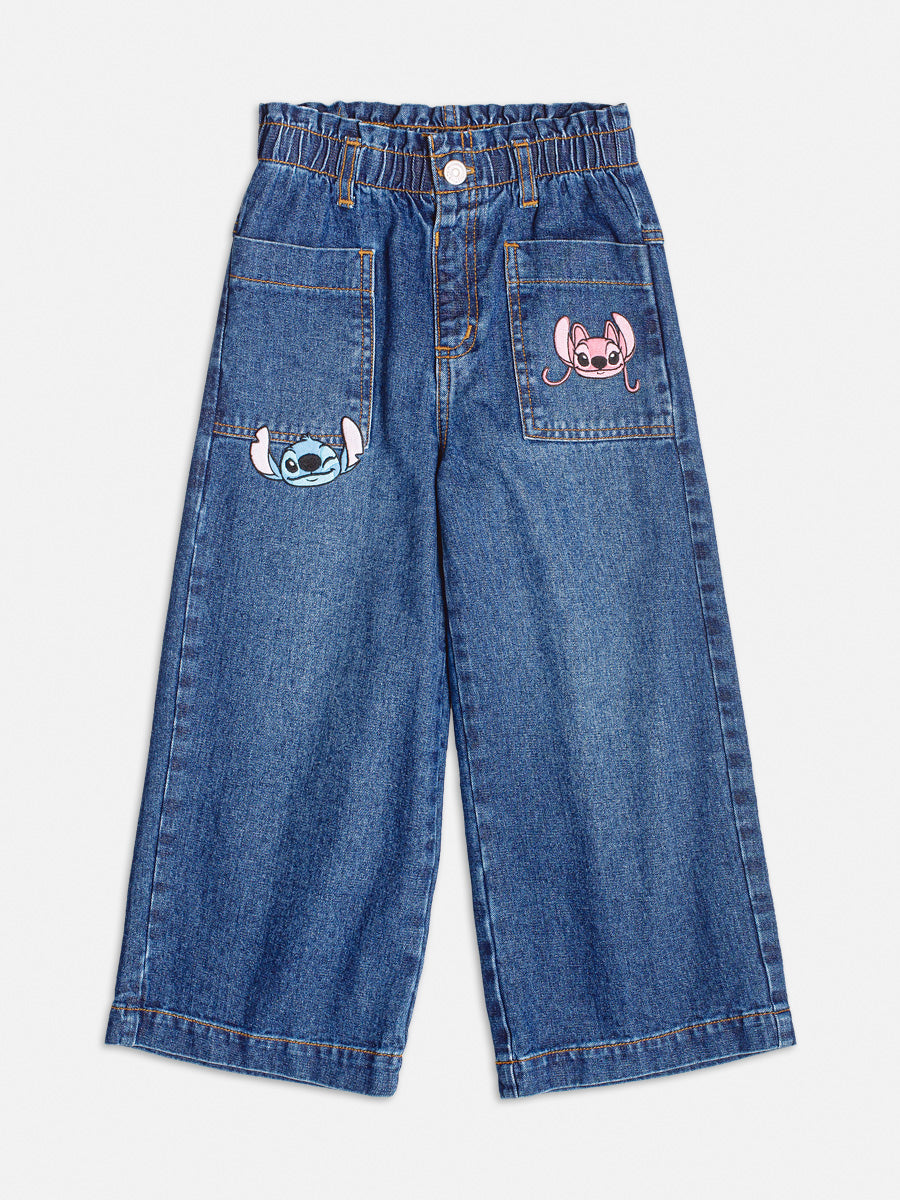 Calça Jeans Infantil Momi Pantalona Stitch