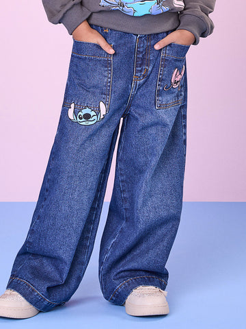Calça Jeans Infantil Momi Pantalona Stitch