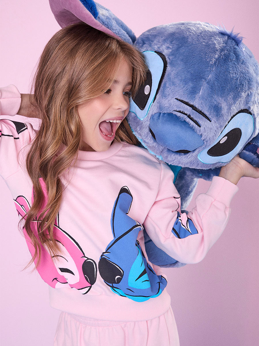 Conjunto Infantil Momi Inverno Calça e Moletom Rosa Stitch