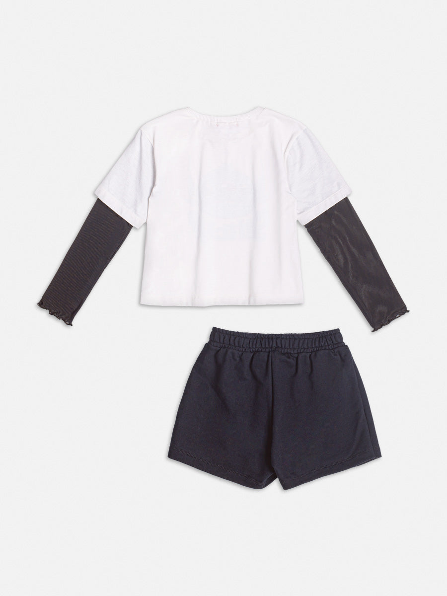 Conjunto Infantil Momi Shorts Saia e Blusa Stitch