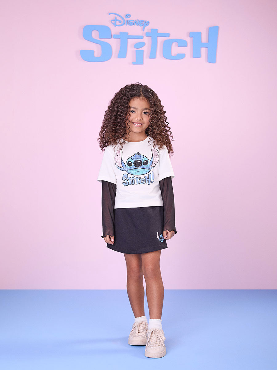 Conjunto Infantil Momi Shorts Saia e Blusa Stitch