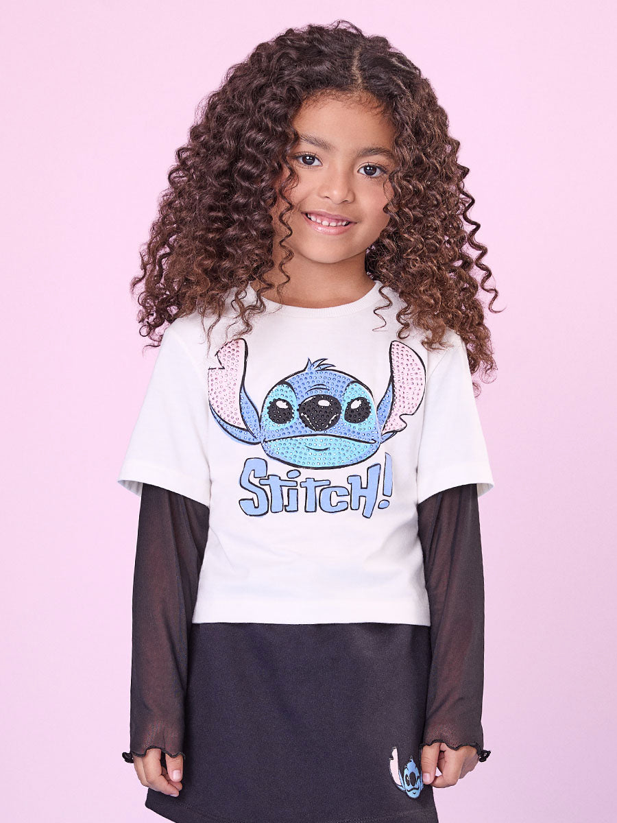 Conjunto Infantil Momi Shorts Saia e Blusa Stitch