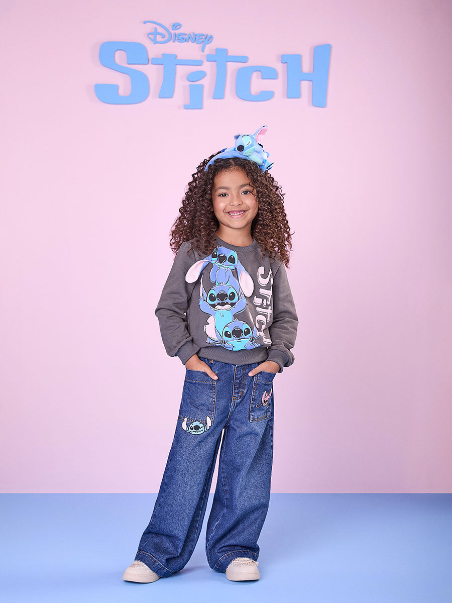 Moletom Infantil Momi Cinza Stitch