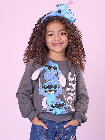 Moletom Infantil Momi Cinza Stitch
