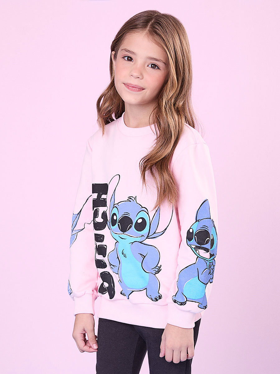 Conjunto Infantil Momi Inverno Legging e Moletom Rosa Stitch