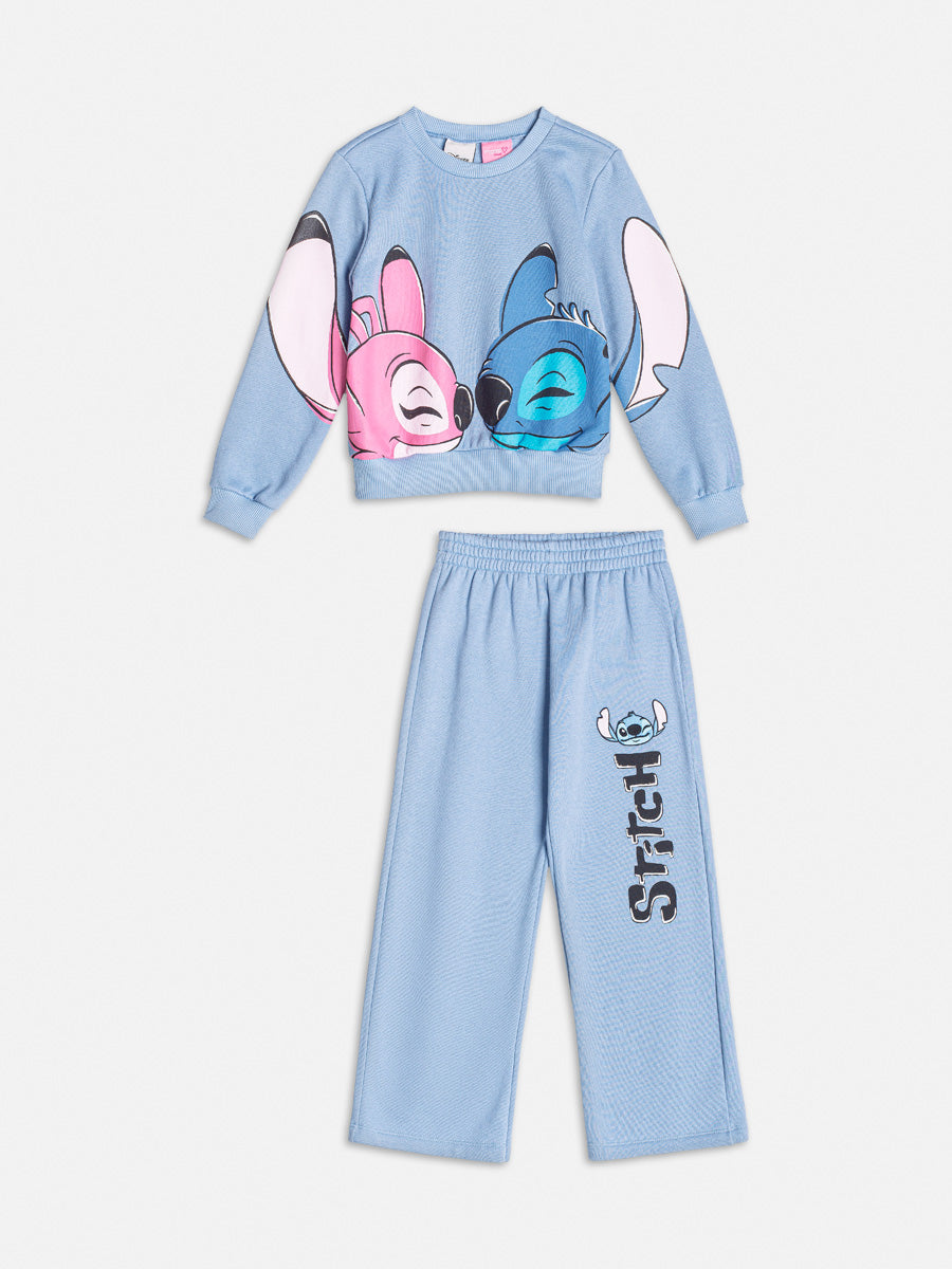 Conjunto Infantil Momi Inverno Calça e Moletom Azul Stitch
