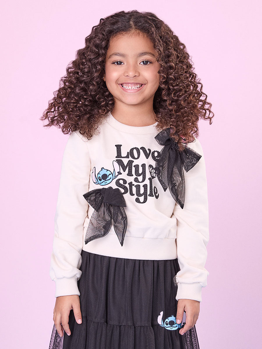 Conjunto Infantil Momi Inverno Saia Tule e Moletom Stitch