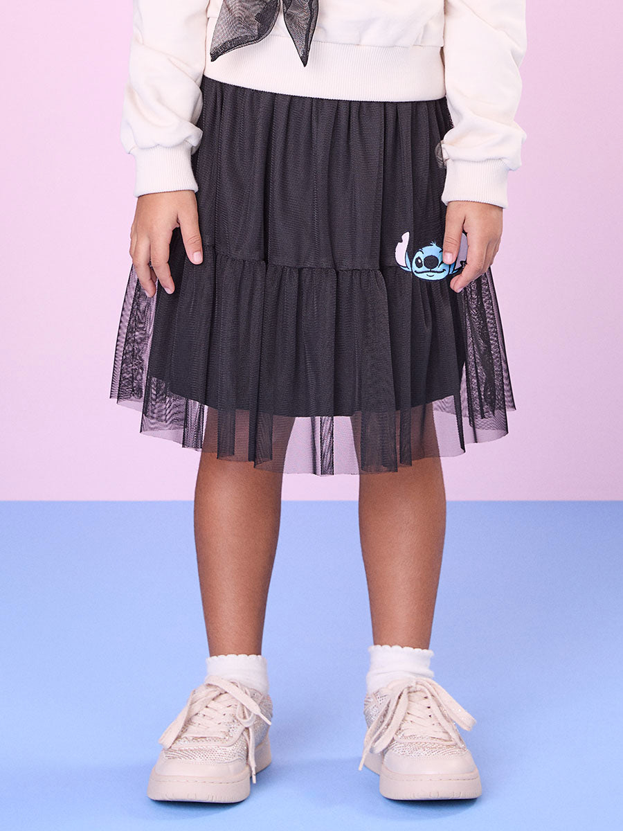 Conjunto Infantil Momi Inverno Saia Tule e Moletom Stitch