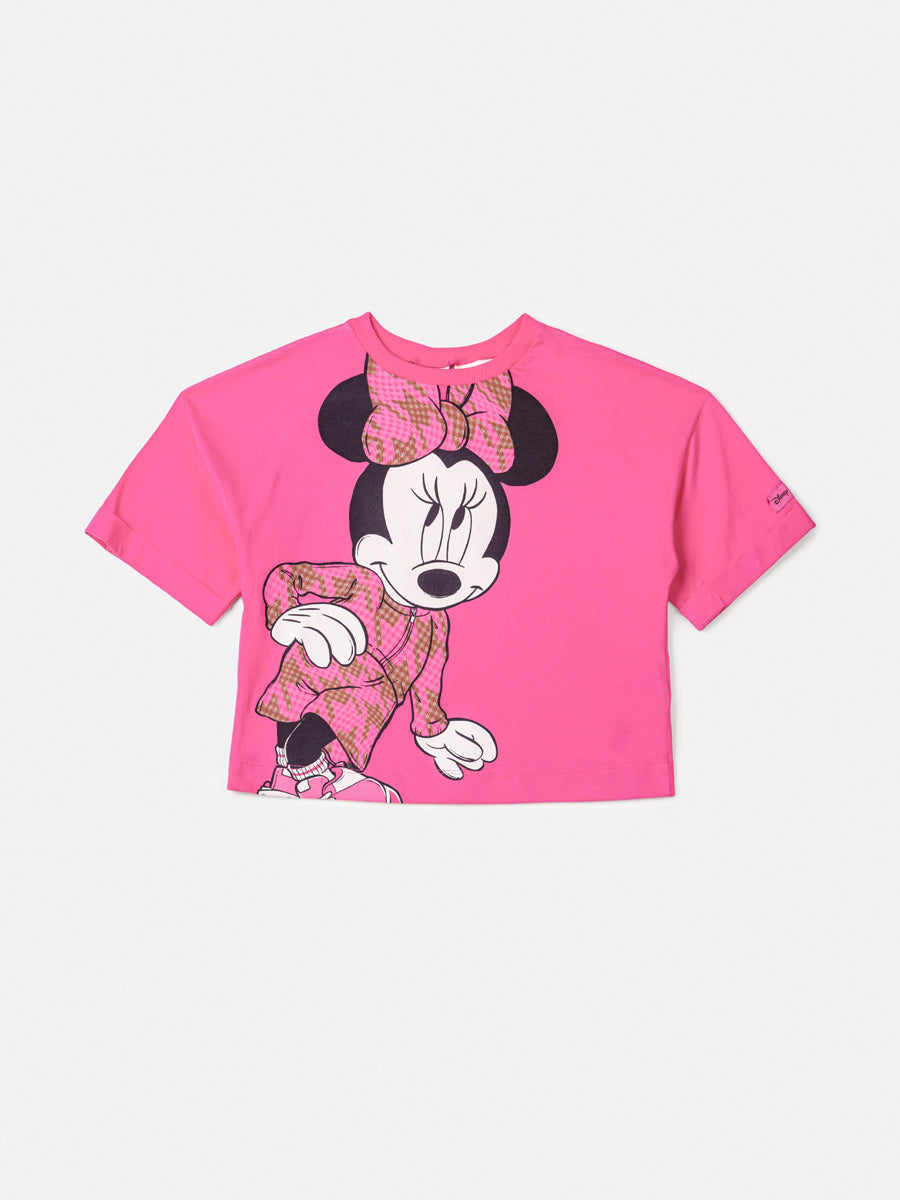 Blusa Infantil Animê Inverno Manga Curta Pink Minnie Disney