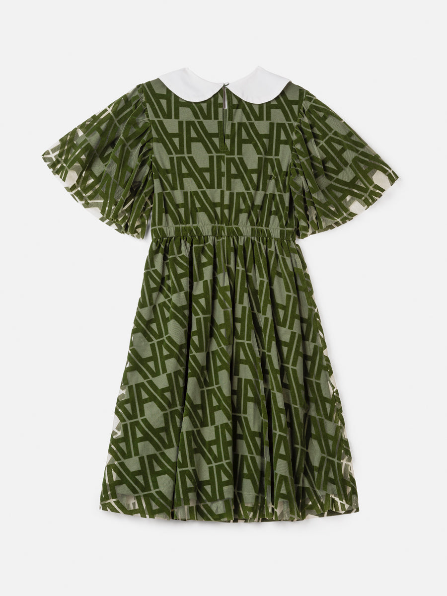 Vestido Infantil Animê Inverno Verde Paris