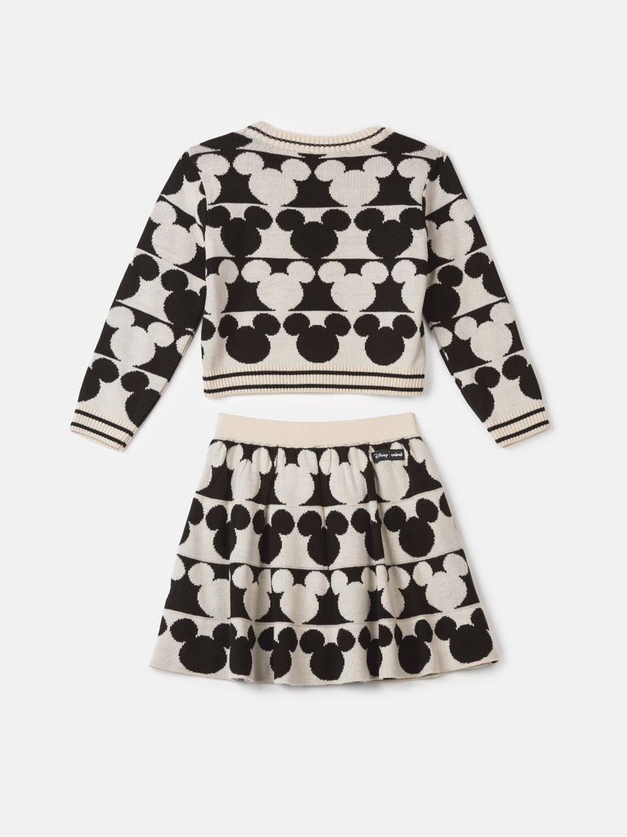 Conjunto Infantil Animê Inverno Saia Mickey e Blusa Tricot Mickey Disney