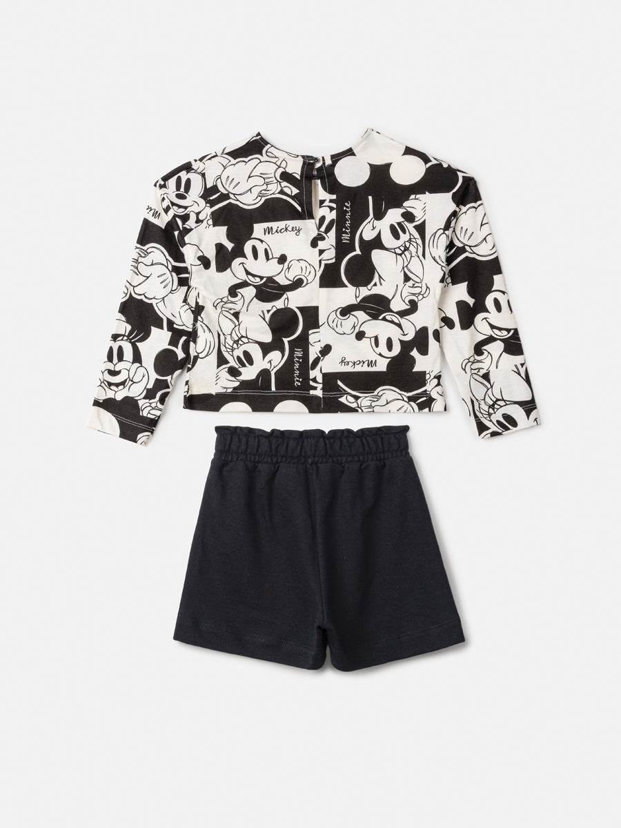 Conjunto Infantil Animê Inverno Shorts e Blusa Mickey Disney
