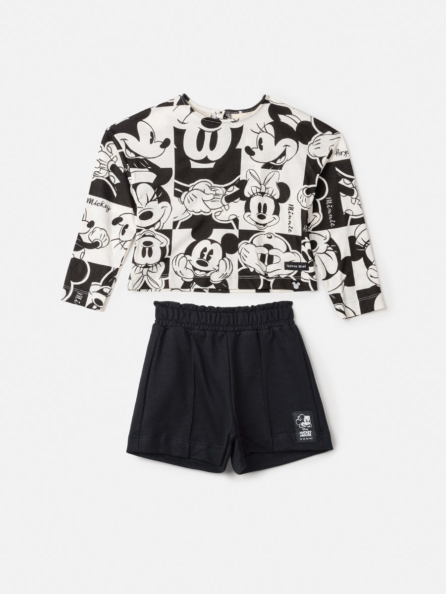 Conjunto Infantil Animê Inverno Shorts e Blusa Mickey Disney