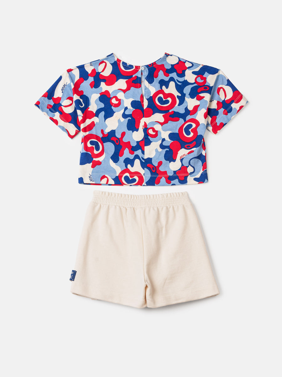 Conjunto Infantil Animê Inverno Shorts Saia e Blusa Colorida