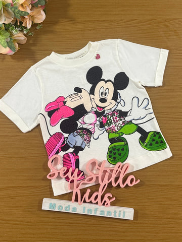 Blusa Infantil Anime Verão Mickey e Minnie Disney