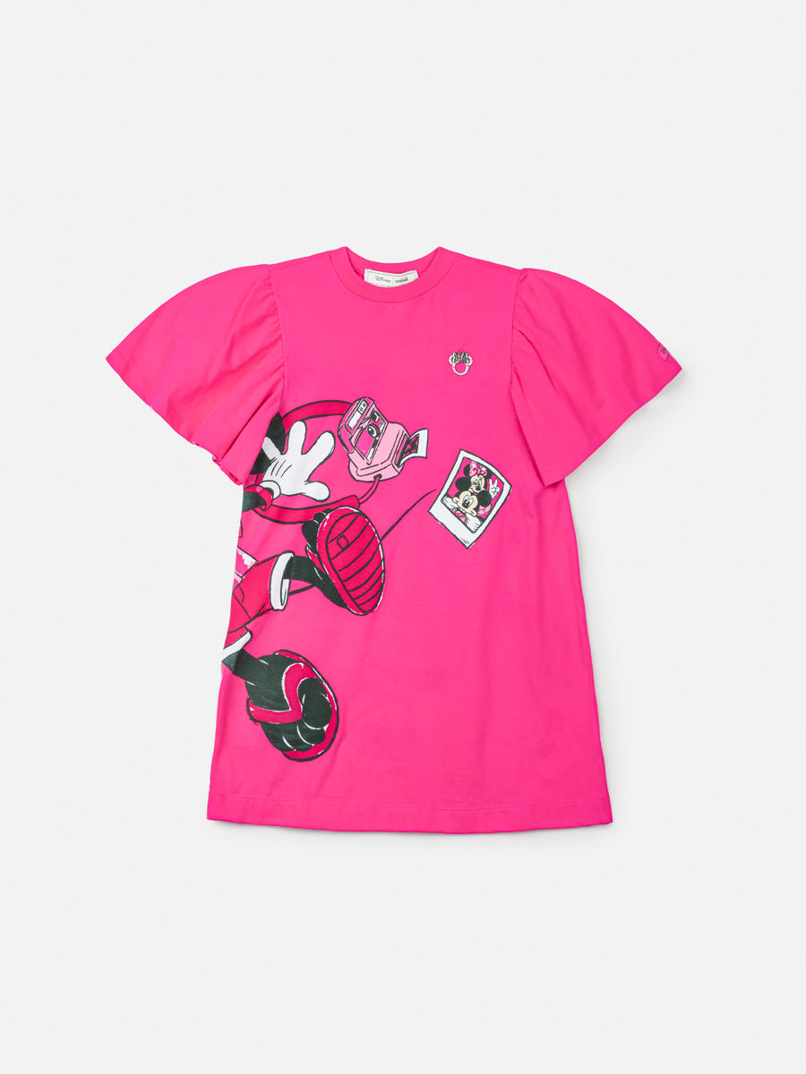Vestido Infantil Animê Verão Rosa Minnie Disney