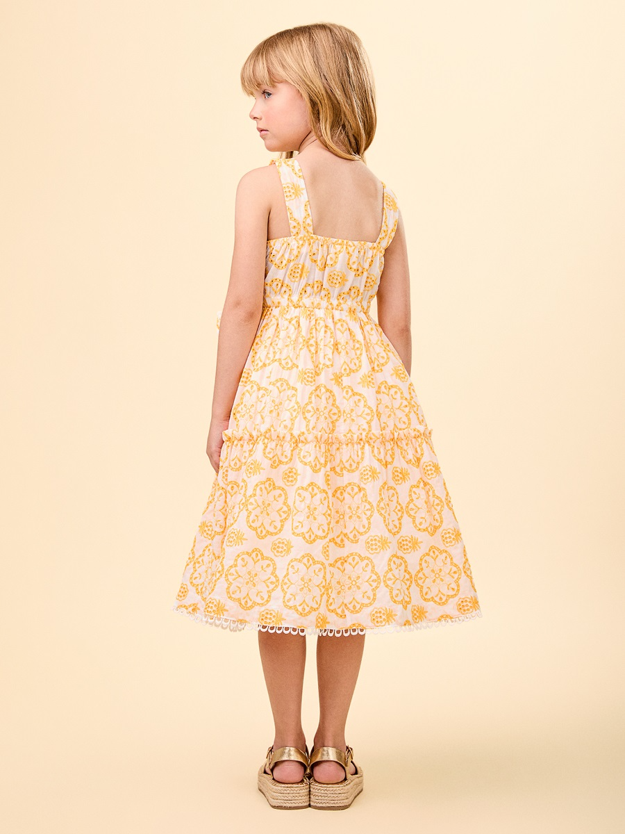 Vestido Infantil Animê Verão Amarelo Laise